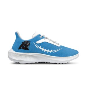 Carolina Panthers Running Shoes Show your team pride with these Carolina Panthers Running Shoes, designed for ultimate comfort and style. Perfect for game day or casual wear, these sneakers are a must-have for any Panthers fan. Material: Crafted with 100% EVA material soles and insoles, these sneakers offer lightweight and durable support for your feet. Design: Featuring a classic lace-up closure with 5 eyelets, these sneakers ensure a secure fit and easy on-and-off access. Fit: The lace-up closure provides a timeless look while allowing for a customizable fit. Versatility: Ideal for every season, these sneakers are designed to be worn all year round, keeping you in style and comfort no matter the weather. Team Spirit: With the iconic Carolina Panthers colors and logo, you can proudly display your team loyalty wherever you go. Whether you're heading to the stadium, running errands, or enjoying a casual outing, these Carolina Panthers Running Shoes are the perfect addition to your wardrobe. Support your team in style and comfort!