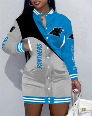 Carolina Panthers Women Button Down Jacket Dress AZBTBDJD000330