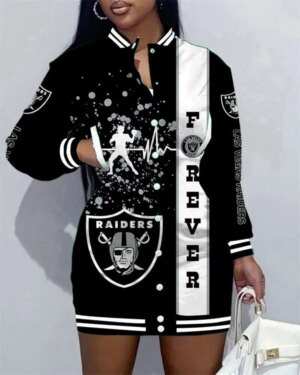 Las Vegas Raiders Women Button Down Jacket Dress AZBTBDJD000229