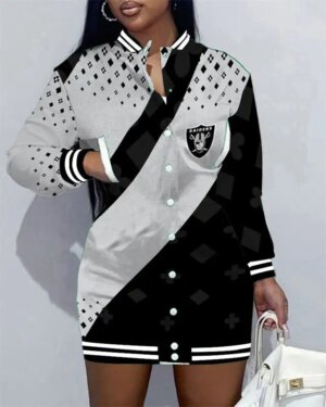 Las Vegas Raiders Women Button Down Jacket Dress AZBTBDJD000054