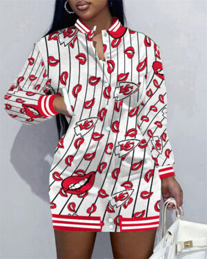 Kansas City Chiefs Women Button Down Jacket Dress AZBTBDJD000018