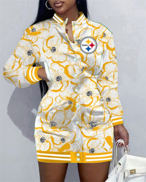 Pittsburgh Steelers Women Button Down Jacket Dress AZBTBDJD000084