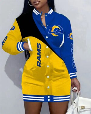 Los Angeles Rams Women Button Down Jacket Dress AZBTBDJD000248