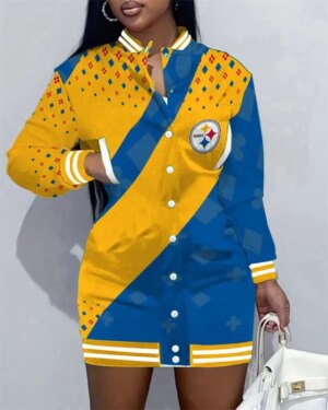 Pittsburgh Steelers Women Button Down Jacket Dress AZBTBDJD000192