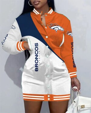 Denver Broncos Women Button Down Jacket Dress AZBTBDJD000173