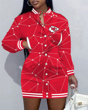 Kansas City Chiefs Women Button Down Jacket Dress AZBTBDJD000019