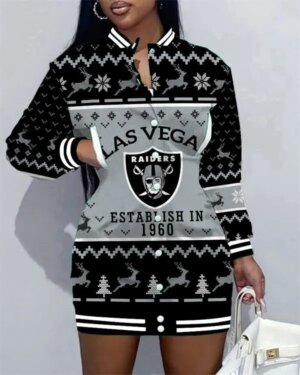 Las Vegas Raiders Women Button Down Jacket Dress AZBTBDJD000228