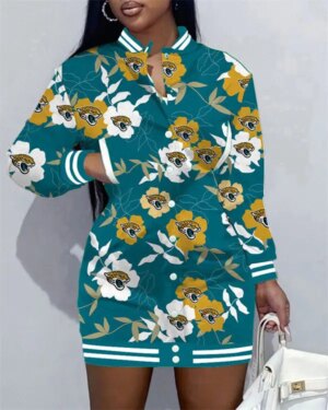 Jacksonville Jaguars Women Button Down Jacket Dress AZBTBDJD000258