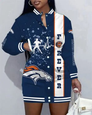 Denver Broncos Women Button Down Jacket Dress AZBTBDJD000157