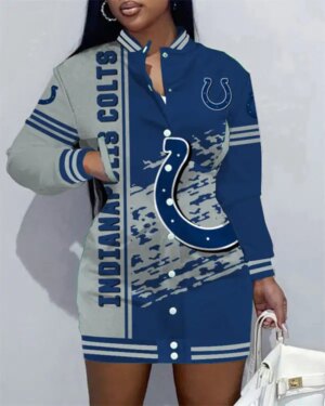 Indianapolis Colts Women Button Down Jacket Dress AZBTBDJD000323