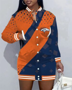 Denver Broncos Women Button Down Jacket Dress AZBTBDJD000161