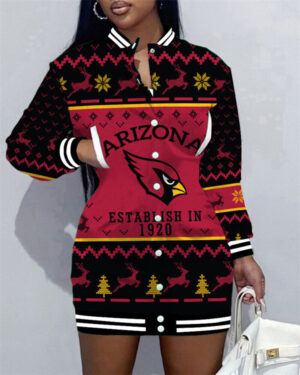 Arizona Cardinals Women Button Down Jacket Dress AZBTBDJD000348