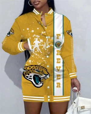 Jacksonville Jaguars Women Button Down Jacket Dress AZBTBDJD000256