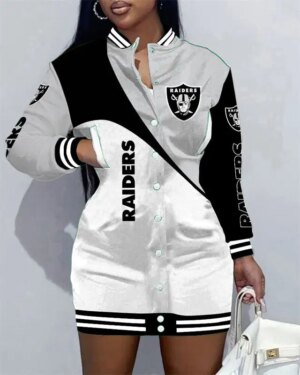 Las Vegas Raiders Women Button Down Jacket Dress AZBTBDJD000232