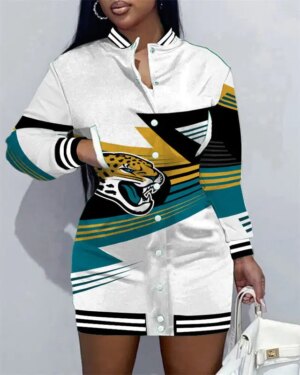 Jacksonville Jaguars Women Button Down Jacket Dress AZBTBDJD000257