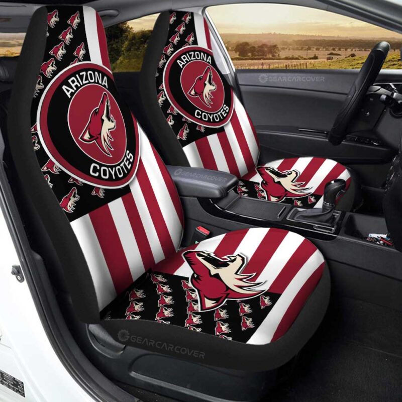 Arizona Coyotes Car Seat Covers Custom US Flag Style