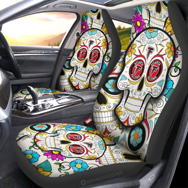 Atlanta Falcons Car Seat Covers Custom Sugar Skull Car Accessories