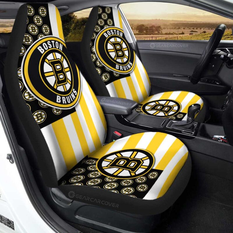 Boston Bruins Car Seat Covers Custom US Flag Style