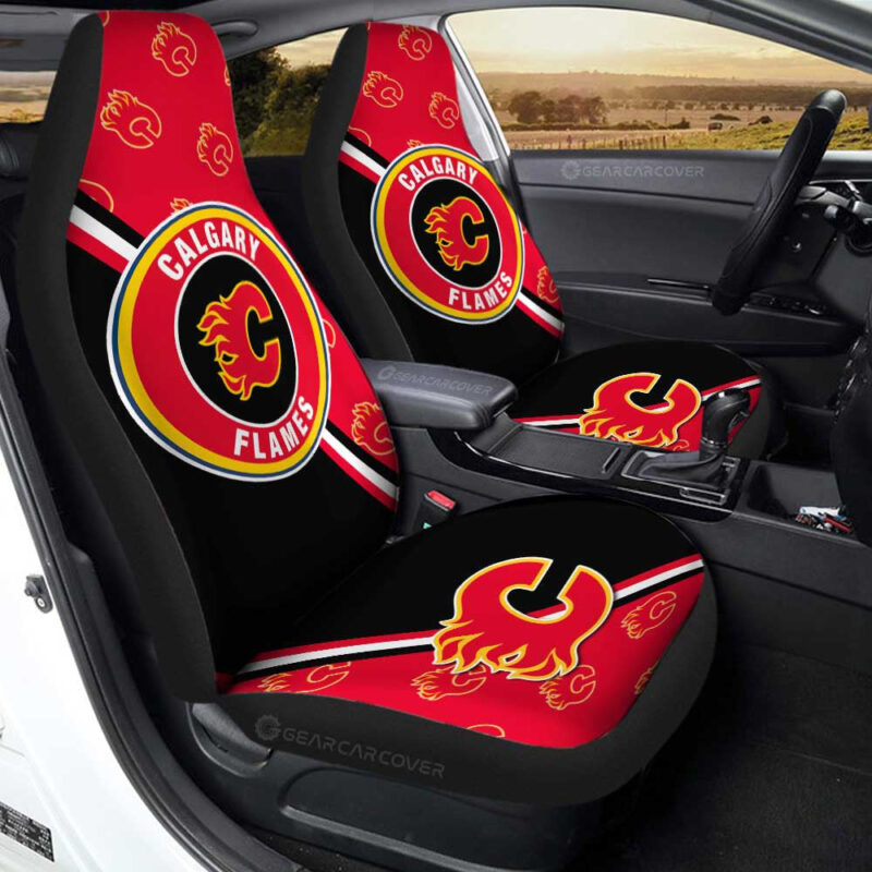 Calgary Flames Car Seat Covers Custom Car Accessories For Fans