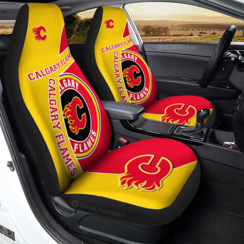 Calgary Flames Car Seat Covers Custom Car Accessories For Fans