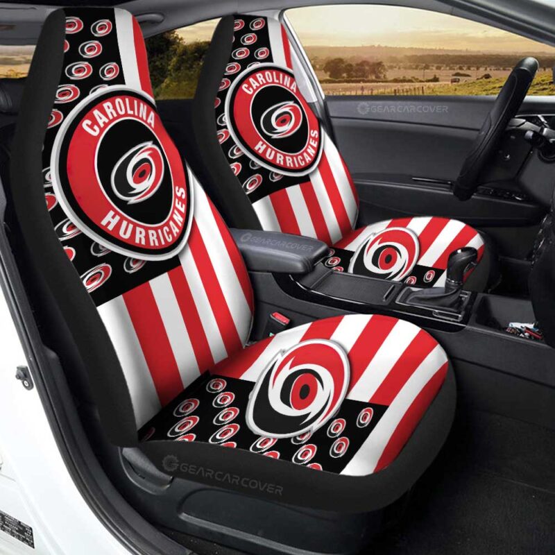 Carolina Hurricanes Car Seat Covers Custom US Flag Style