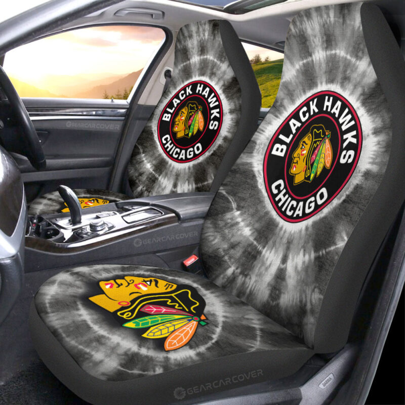 Chicago Blackhawks Car Seat Covers Custom Tie Dye Car Accessories