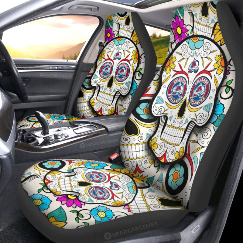 Colorado Avalanche Car Seat Covers Custom Sugar Skull Car Accessories