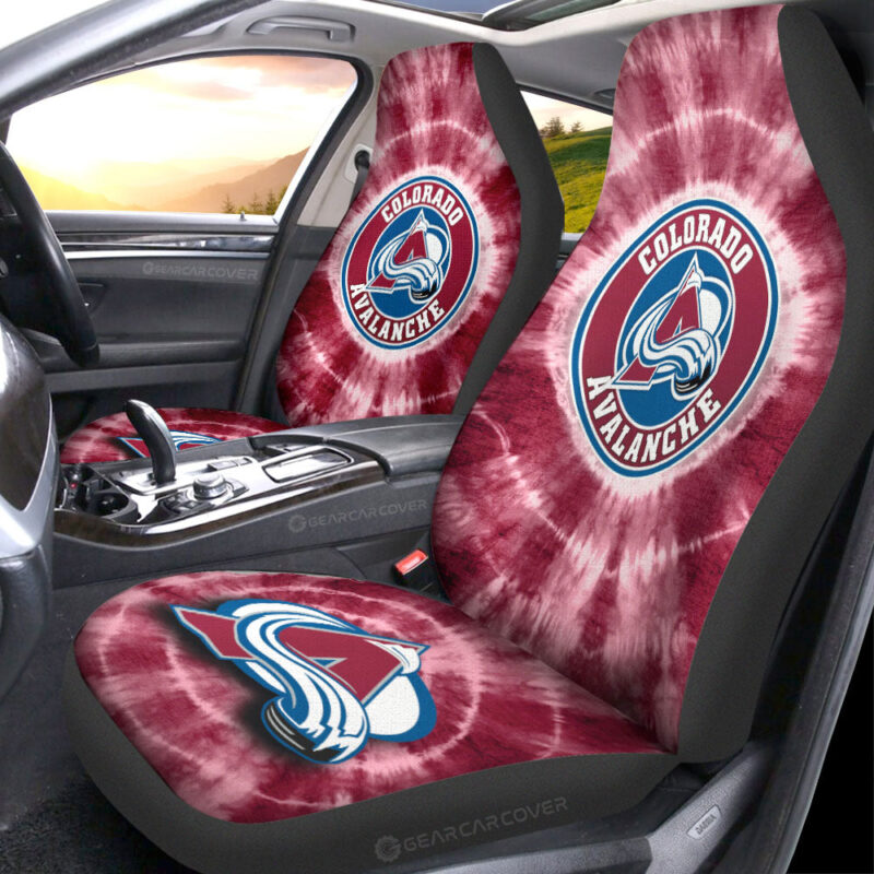 Colorado Avalanche Car Seat Covers Custom Tie Dye Car Accessories