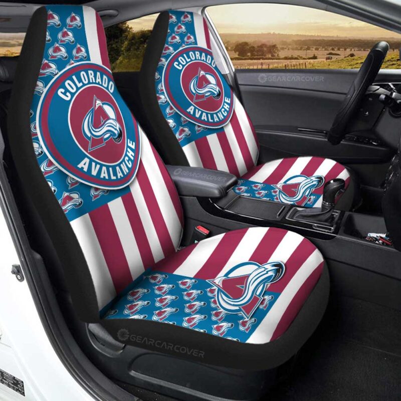 Colorado Avalanche Car Seat Covers Custom US Flag Style