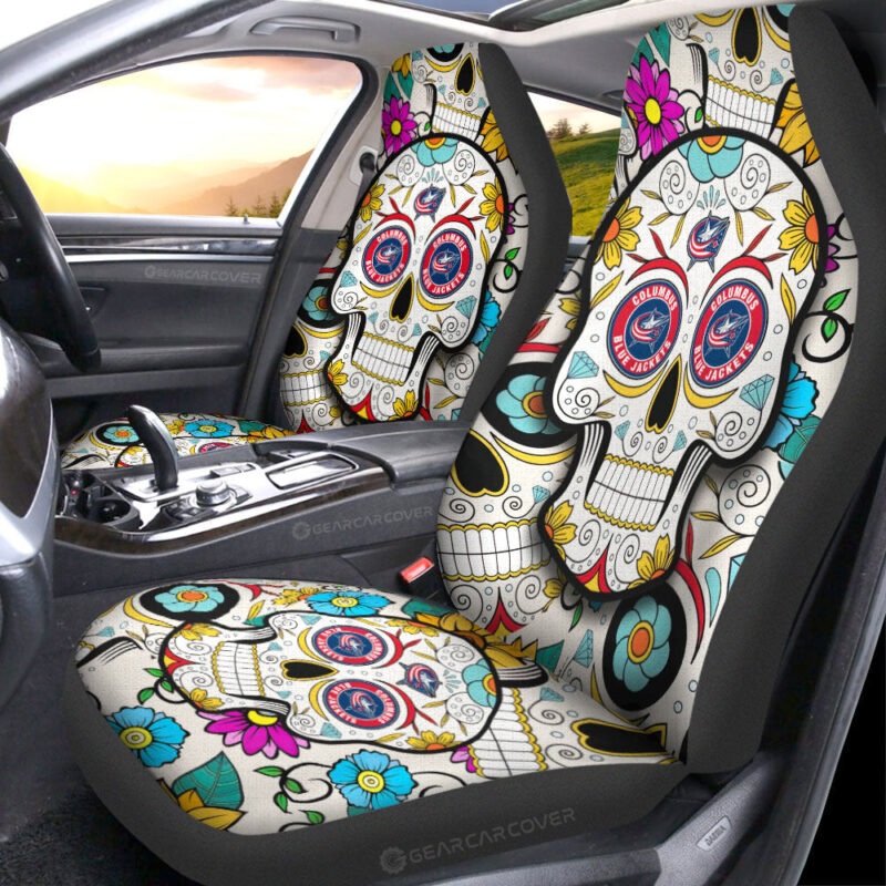 Columbus Blue Jackets Car Seat Covers Custom Sugar Skull Car Accessories