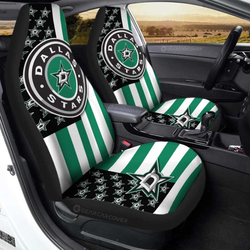 Dallas Stars Car Seat Covers Custom US Flag Style