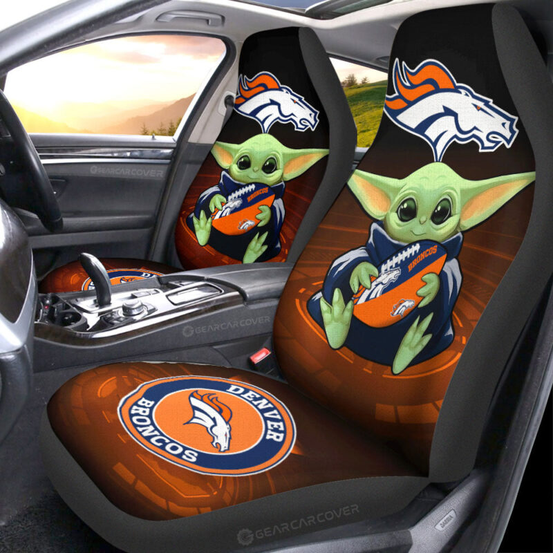 Denver Broncos Car Seat Covers Baby Yoda Car Accessories For Fan