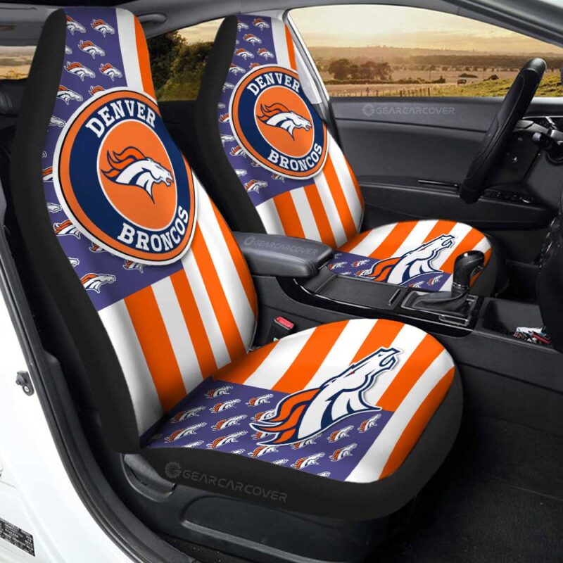 Denver Broncos Car Seat Covers Custom US Flag Style