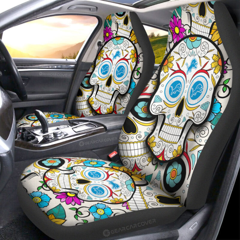 Detroit Lions Car Seat Covers Custom Sugar Skull Car Accessories