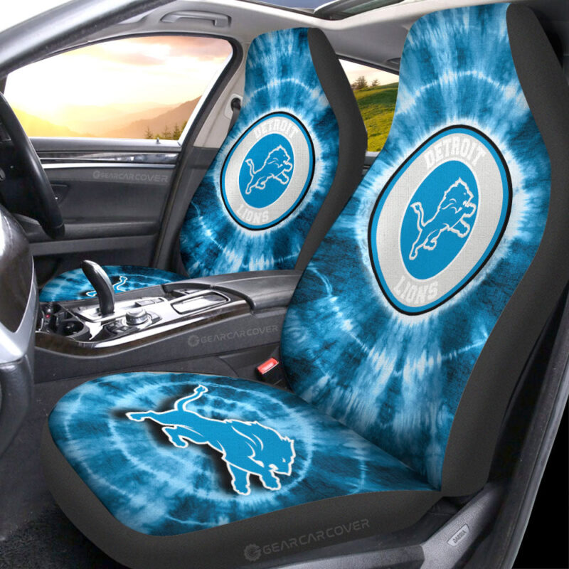 Detroit Lions Car Seat Covers Custom Tie Dye Car Accessories