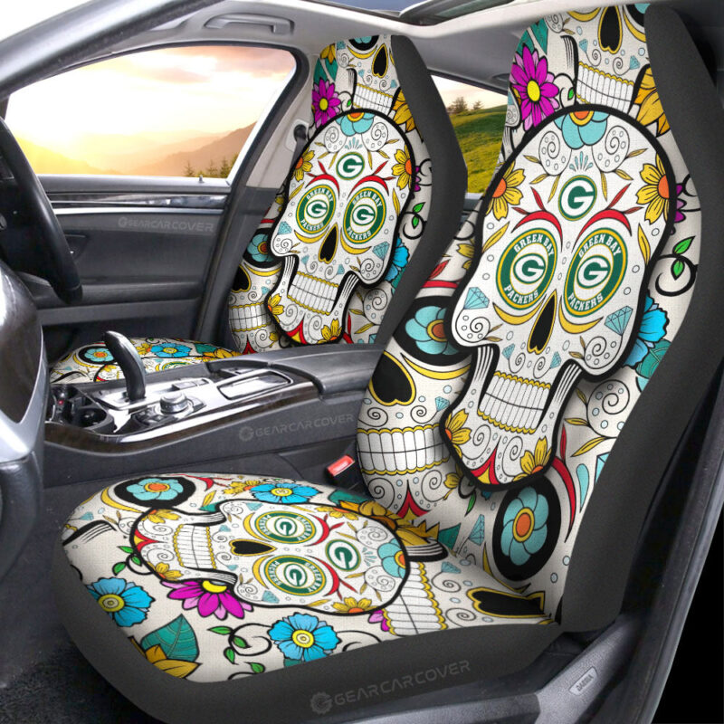 Green Bay Packers Car Seat Covers Custom Sugar Skull Car Accessories