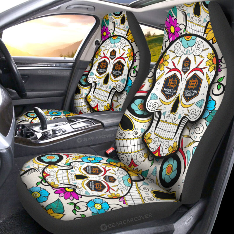 Houston Dynamo FC Car Seat Covers Custom Sugar Skull Car Accessories
