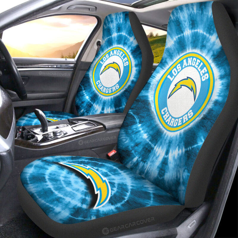 Los Angeles Chargers Car Seat Covers Custom Tie Dye Car Accessories