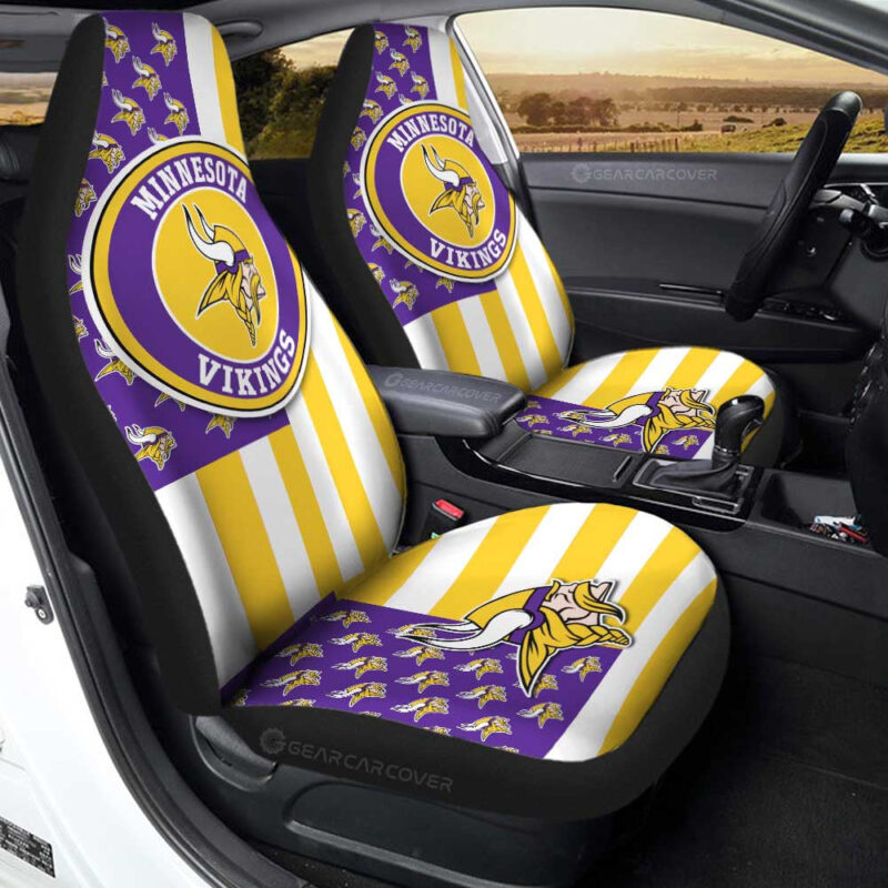 Minnesota Vikings Car Seat Covers Custom US Flag Style