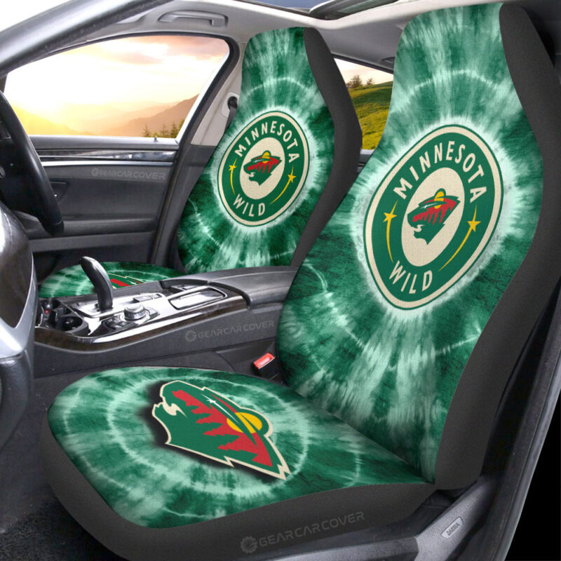 Minnesota Wild Car Seat Covers Custom Tie Dye Car Accessories