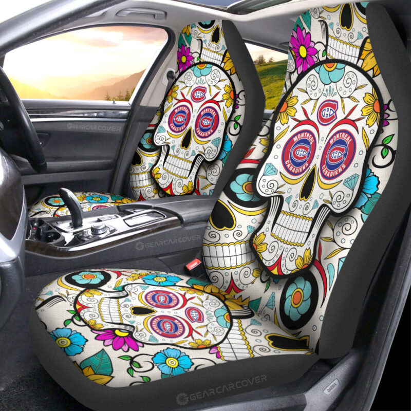 Montreal Canadiens Car Seat Covers Custom Sugar Skull Car Accessories