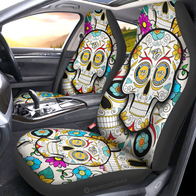 Nashville Predators Car Seat Covers Custom Sugar Skull Car Accessories