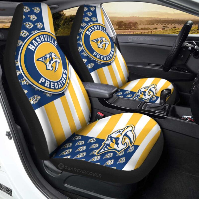 Nashville Predators Car Seat Covers Custom US Flag Style