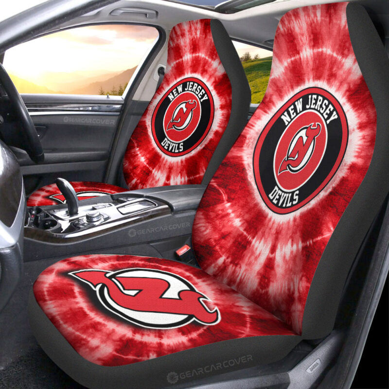 New Jersey Devils Car Seat Covers Custom Tie Dye Car Accessories