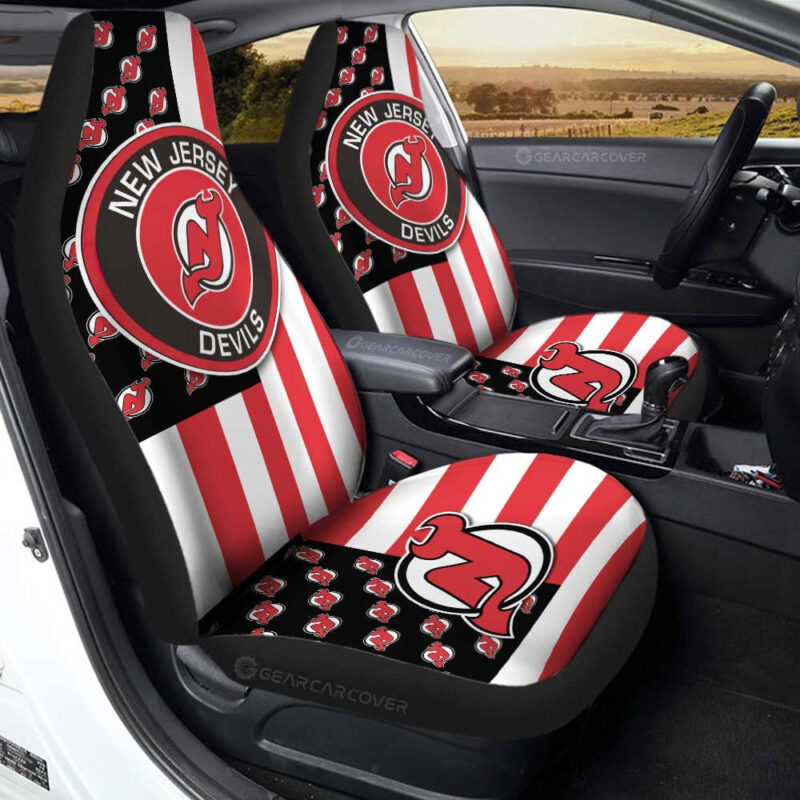 New Jersey Devils Car Seat Covers Custom US Flag Style