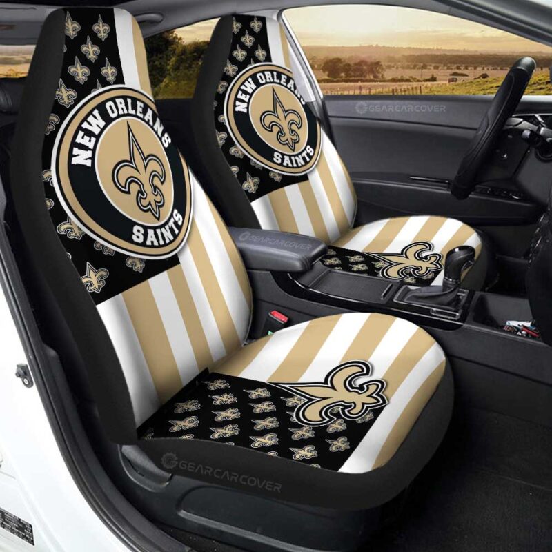 New Orleans Saints Car Seat Covers Custom US Flag Style