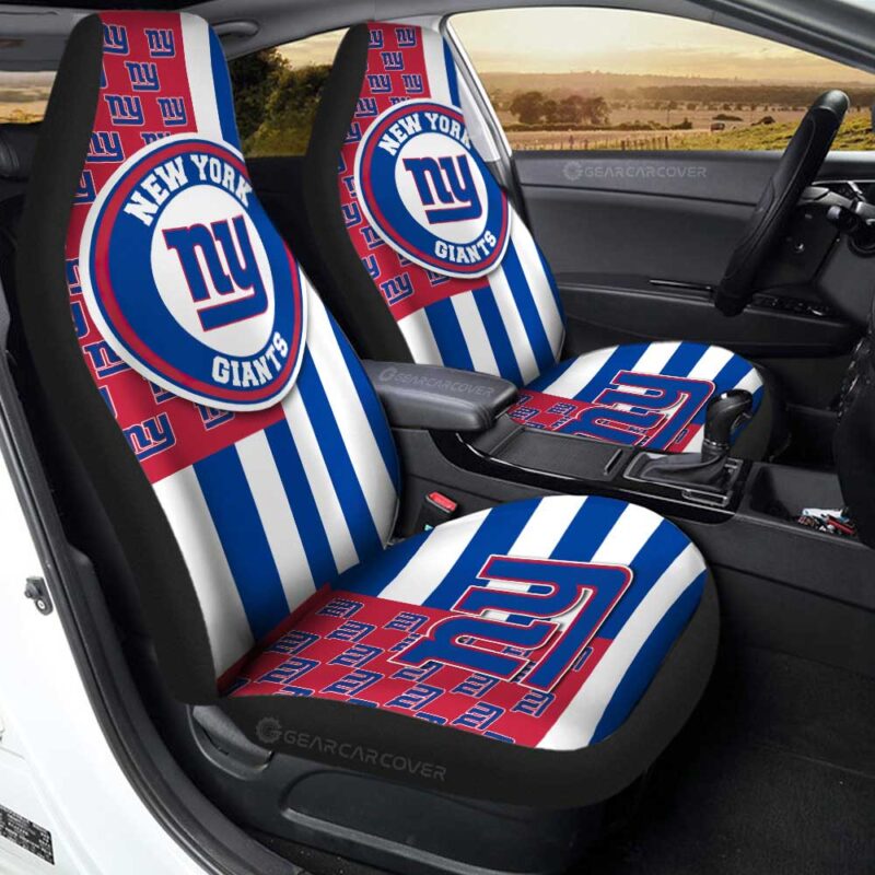 New York Giants Car Seat Covers Custom US Flag Style