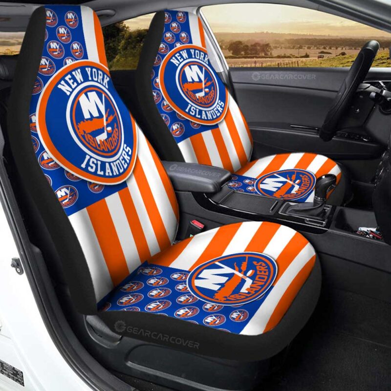 New York Islanders Car Seat Covers Custom US Flag Style