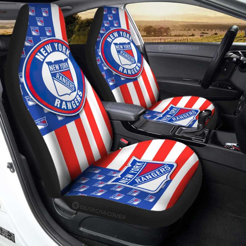 New York Rangers Car Seat Covers Custom US Flag Style