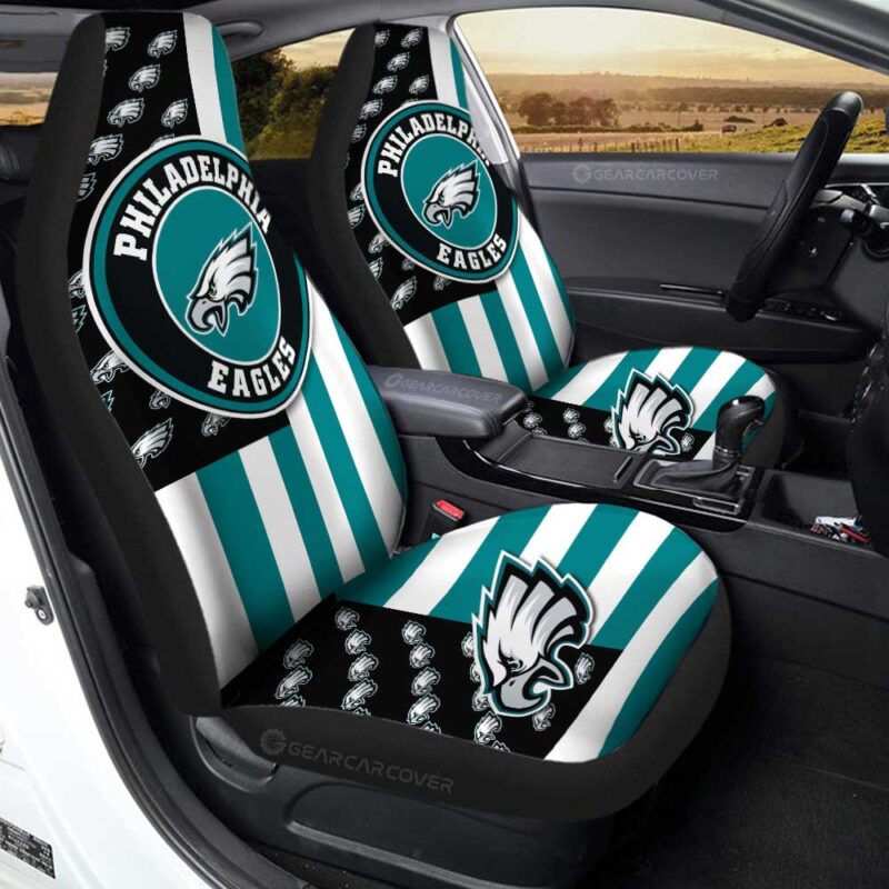 Philadelphia Eagles Car Seat Covers Custom US Flag Style